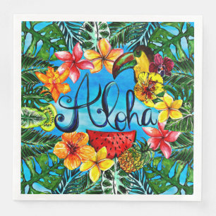 Serviette En Papier Aloha - nourriture tropicale de fleur et
