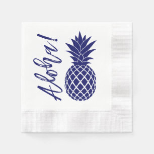 Serviette En Papier Aloha Pineapple Beach Party Luau   blanc marine