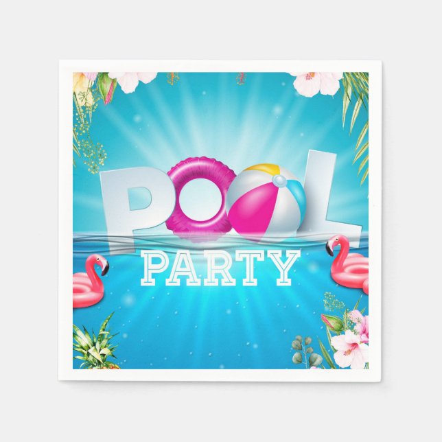 Serviette En Papier Aloha Pool Party (Devant)