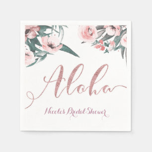 Serviette En Papier Aloha Rose Tropical Floral Fête de Mariage d'Été