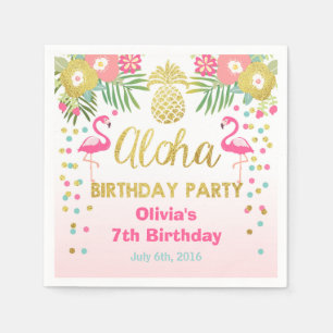 Serviette En Papier Aloha Tropical Flamant rose Anniversaire Papier Na