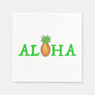 Serviette En Papier ALOHA Tropical Island Hawaiian Pineapple Luau