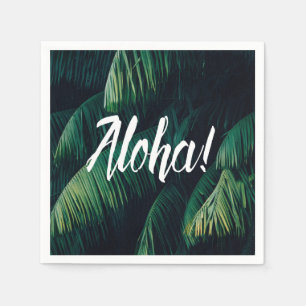 Serviette En Papier Aloha Tropical Palm Typographie Feuille