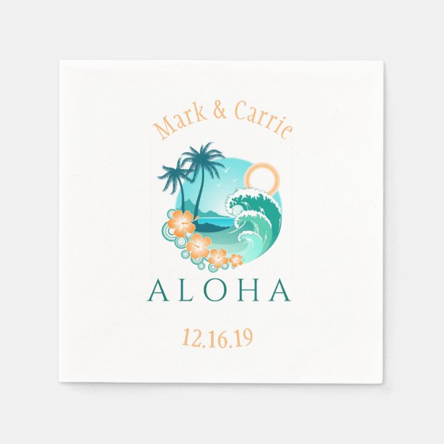 Serviette En Papier Aloha Tropical Personnalisé (Devant)