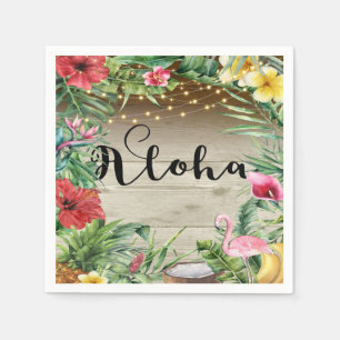 Serviette En Papier Aloha Tropical Wood Floral Feuilles et Mariage de