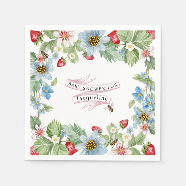 Serviette En Papier Alors Berry Sweet Strawberry Baby Girl to Bee Douc (Devant)