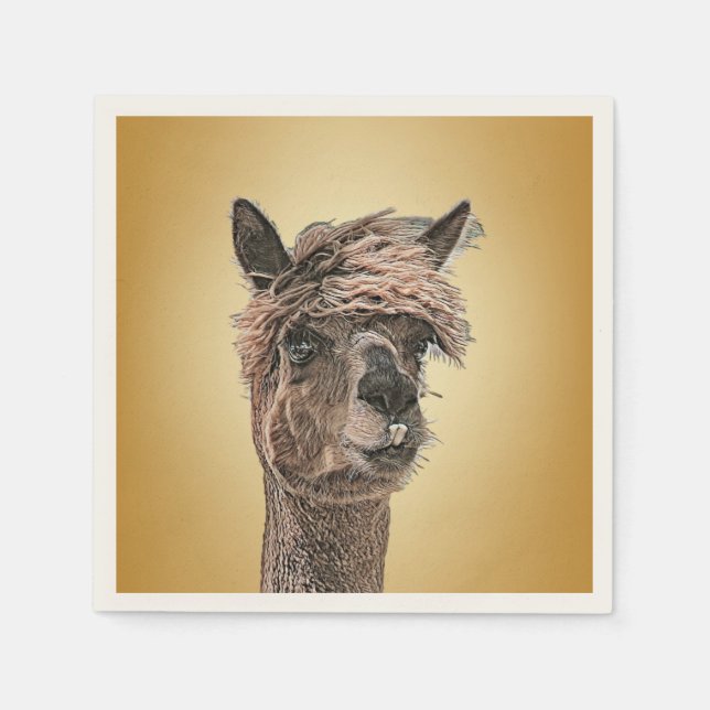 Serviette En Papier Alpaca Bonjour - Papier Napkin (Devant)