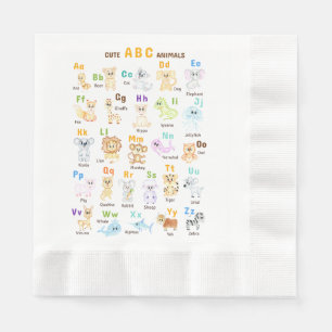 Serviette En Papier Alphabet Animal ABC Animaux mignons 