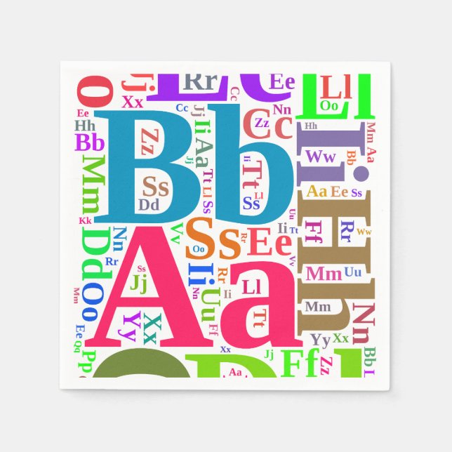 Serviette En Papier alphabet coloré (Devant)