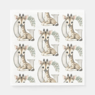 Serviette En Papier Alphabet mignon girafe animal bébé aquarelle