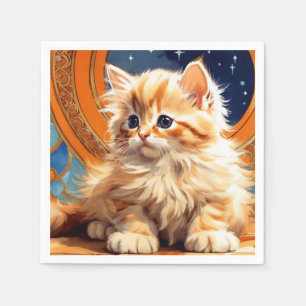 Serviette En Papier Alphonse Mucha Art Nouveau Chat orange