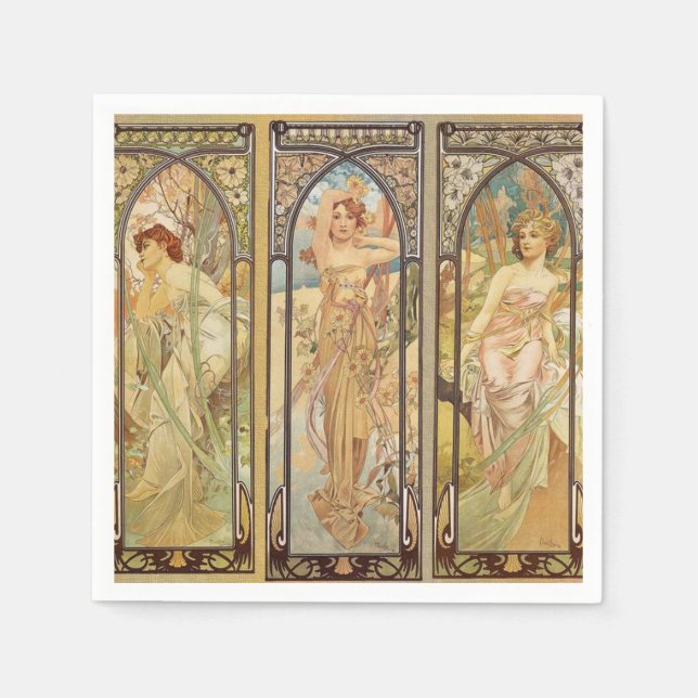 Serviette En Papier Alphonse Mucha - Art Nouveau Master (Devant)