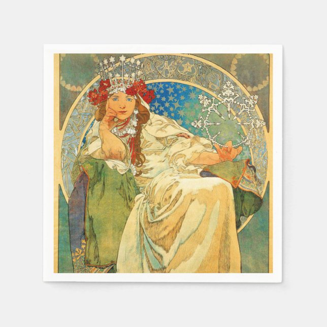 Serviette En Papier Alphonse Mucha Art Nouveau Princesse Hyacinth (Devant)