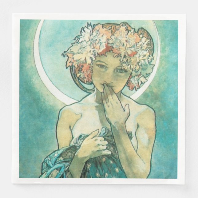 Serviette En Papier Alphonse Mucha Lune Clair De Lune Art Nouveau (Devant)