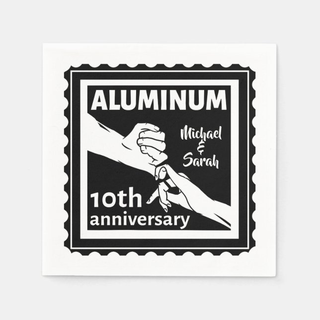 Serviette En Papier ALUMINUM cadeau traditionnel 10e anniversaire mari (Devant)
