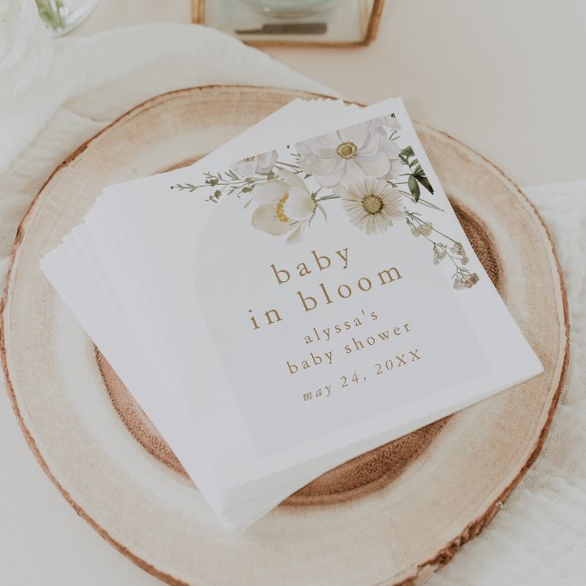 Serviette En Papier ALYSSA Fleur sauvage Floral Baby in Bloom Baby sho (ALYSSA Wildflower Floral Baby In Bloom Baby Shower Napkins)