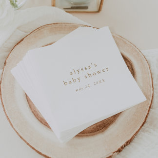 Serviette En Papier ALYSSA White Gold Boho Rustique Baby shower simple