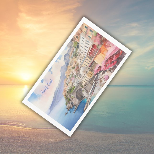 Serviette En Papier Amalfi Coast Italy Aquarelle Sketch | (Créateur téléchargé)