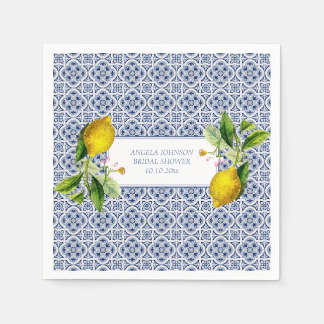 Serviette En Papier Amalfi Coast Lemon Tiles Italy Personalized names (Devant)