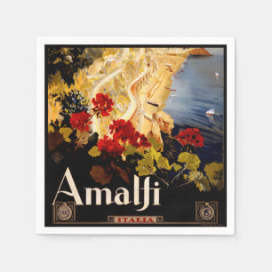 Serviette En Papier Amalfi Italie Poster de voyage Graphique d'art