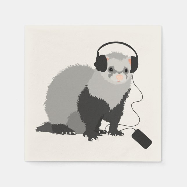 Serviette En Papier Amant Musique Drôle Ferret (Devant)