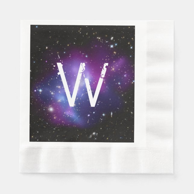 Serviette En Papier Amas de galaxies violet monogrammé (Devant)