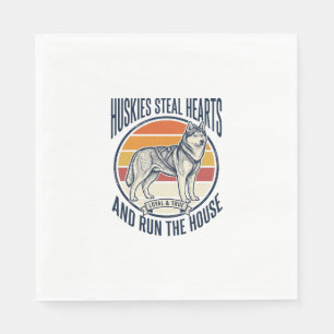 Serviette En Papier Amateur de chien Husky Gravure vintage drôle Propr
