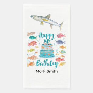 Serviette En Papier Amateur de pêche 80e anniversaire Aquarelle