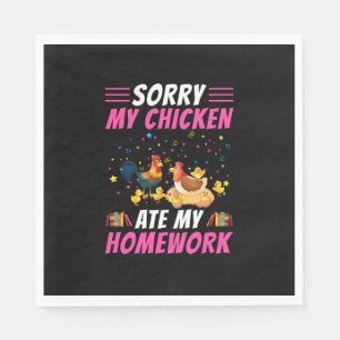 Serviette En Papier Amateur de poulet Mon poulet a mangé mon devoir