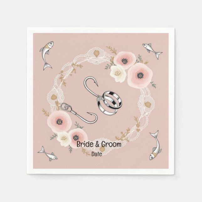 Serviette En Papier Amateurs de pêche Hook sur vous Mariage (Devant)