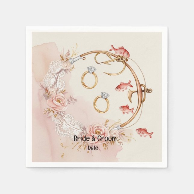 Serviette En Papier Amateurs de pêche Hook sur vous Mariage (Devant)