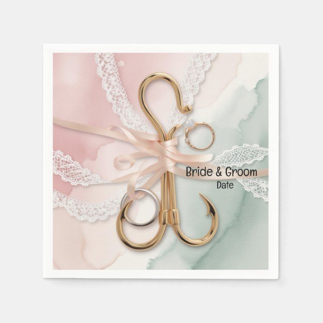 Serviette En Papier Amateurs de pêche Hook sur vous Mariage (Devant)