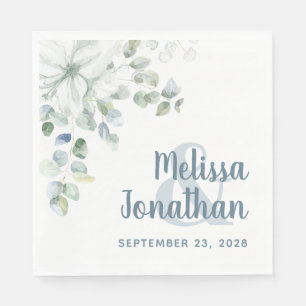 Serviette En Papier Ambiance romantique aquarelle fleurs blanches flor