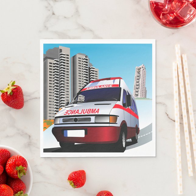 Serviette En Papier Ambulance d'urgence dans Cityscape Secourt Médical (Créateur téléchargé)