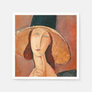 Serviette En Papier Amedeo Modigliani - Jeanne Hebuterne en grand Casq