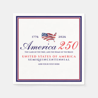Serviette En Papier America 250 Land of Free Home Brave Blue Patriotic