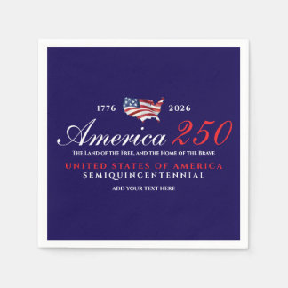 Serviette En Papier America 250 Land of Free Home Brave Patriotic Blue