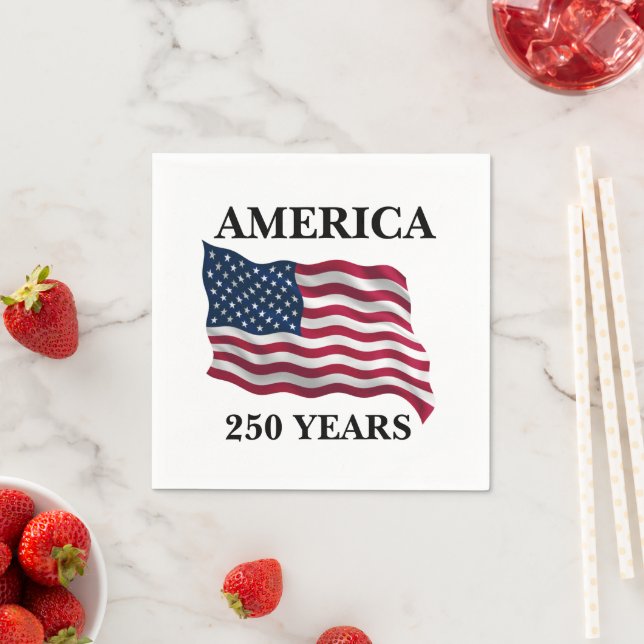 Serviette En Papier America 250 Years Flag (En situation)