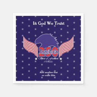 Serviette En Papier America 250th-Spirit of Freedom-Blue-Editable Text