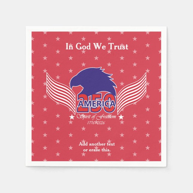 Serviette En Papier America 250th-Spirit of Freedom-Red-Editable Text (Devant)