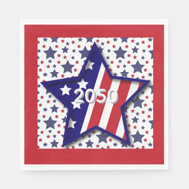 Serviette En Papier American Birthday 2025 Star Paper Napkin (Devant)