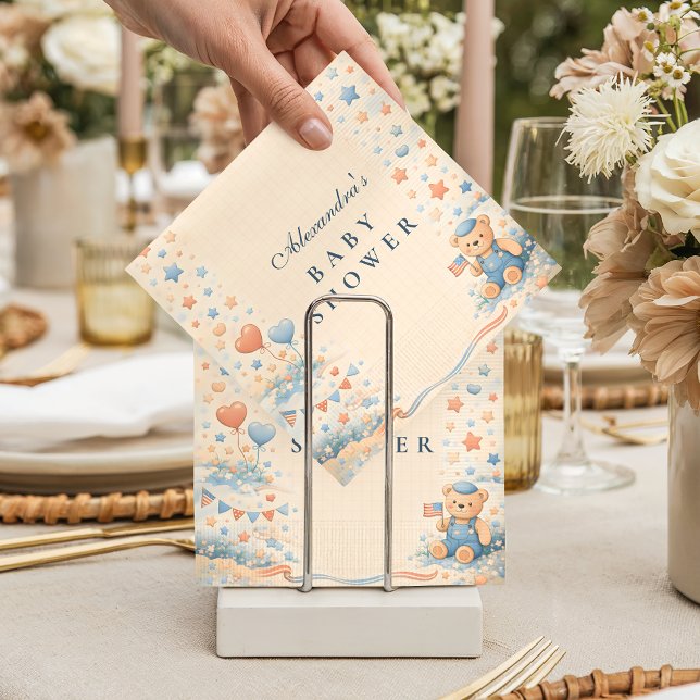 Serviette En Papier American Boy Red White Blue Baby Shower (Créateur téléchargé)