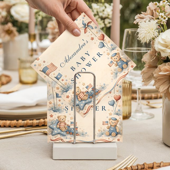 Serviette En Papier American Boy Stars and Stripes Baby Shower (Créateur téléchargé)