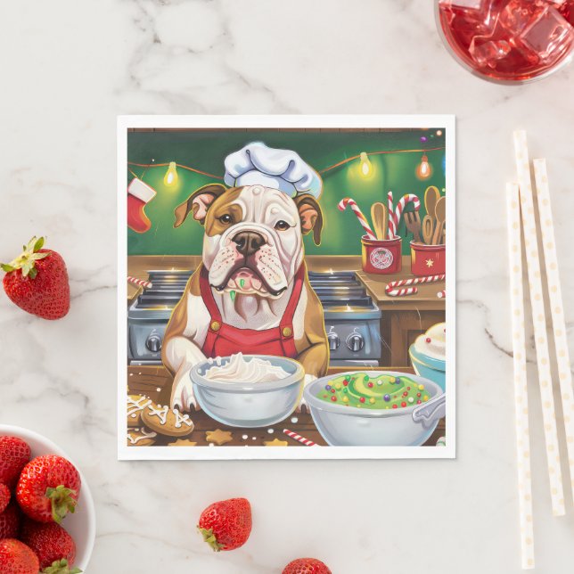 Serviette En Papier American Bulldog Holiday Baking : Noël festif (En situation)