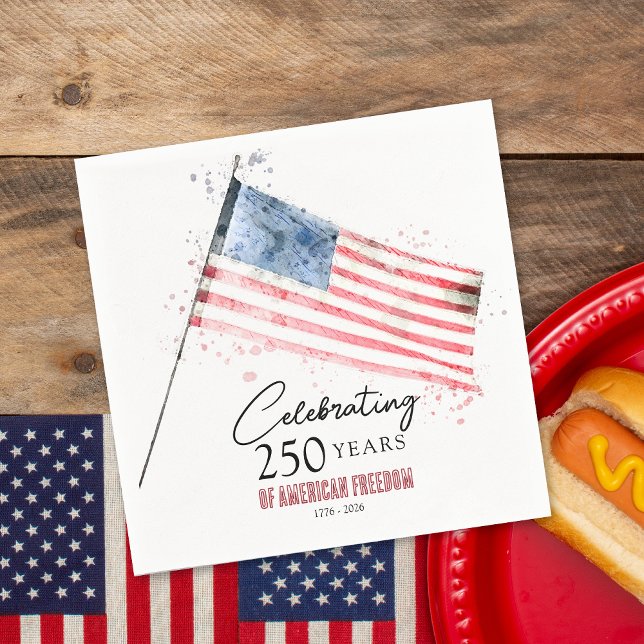 Serviette En Papier American Flag 250 Years Freedom 4th of July Party (Créateur téléchargé)