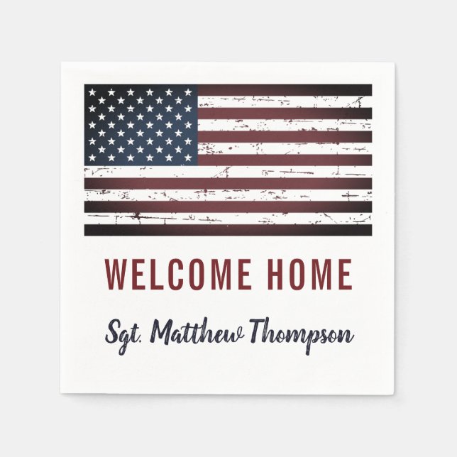 Serviette En Papier American Flag Military Soldat Welcome Home Party (Devant)