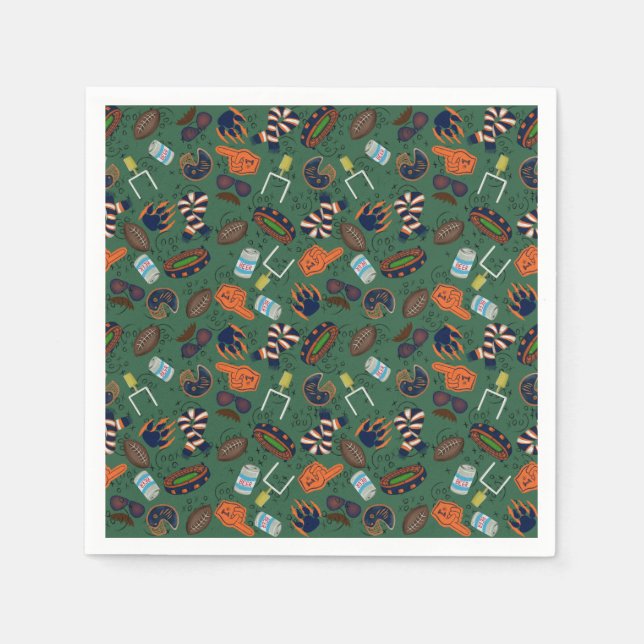 Serviette En Papier American Football Team couleurs orange et bleu (Devant)