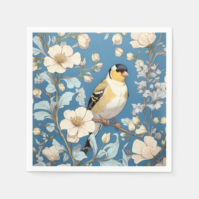 Serviette En Papier American Goldfinch William Morris Inspired (Devant)