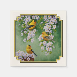 Serviette En Papier American Goldfinches & Pink Apple Blossings