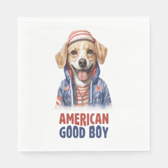 Serviette En Papier American GoodBoy Dog US Jacket 4 juillet (Devant)
